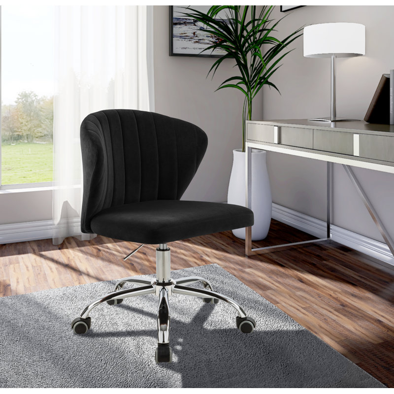 Finley Office Chair, Black Velvet, Gold