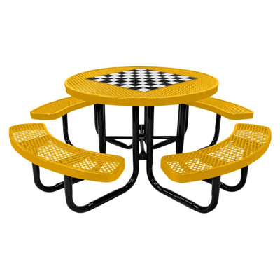 Table de pique-nique ronde de 117 cm (46 po), agrandie, jaune
