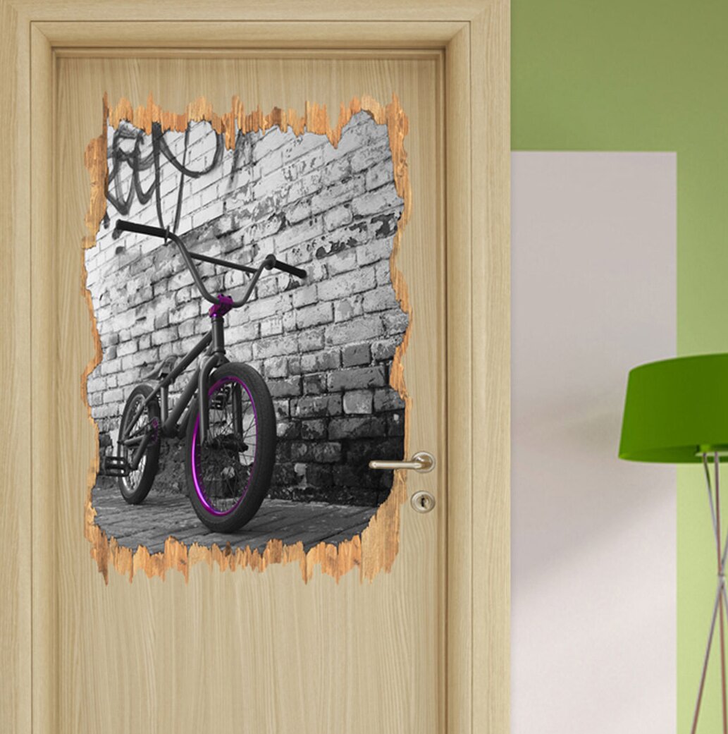 Wandtattoo BMX-Fahrrad vor Graffitiwand