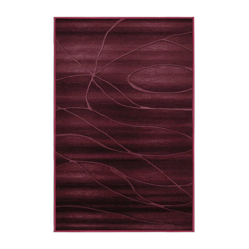 Tapis rouge abstrait lavable à la machine, Tapis de couloir 2 pi x 5 pi