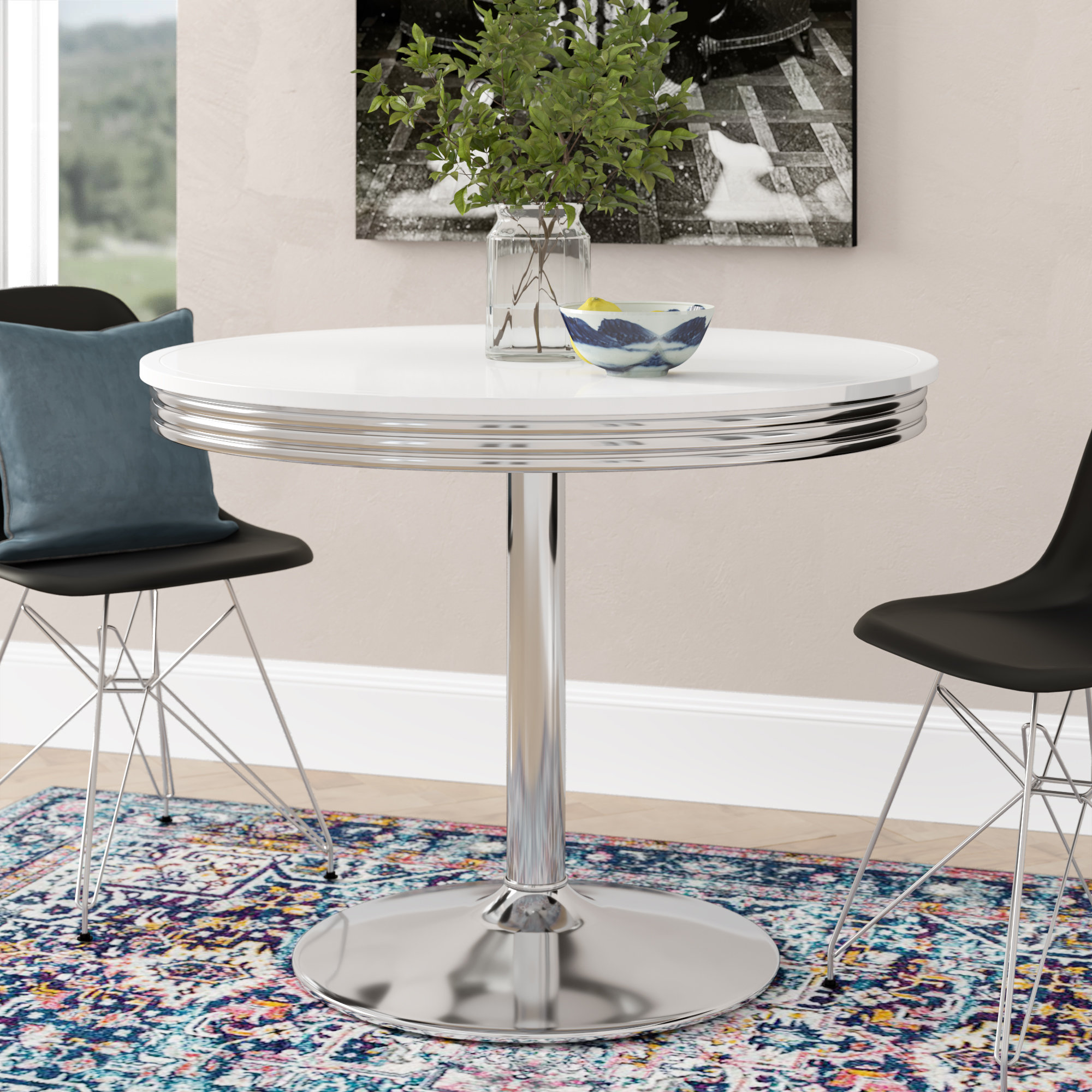 Latitude Run Sherly Round Metal Base Dining Table Reviews Wayfair
