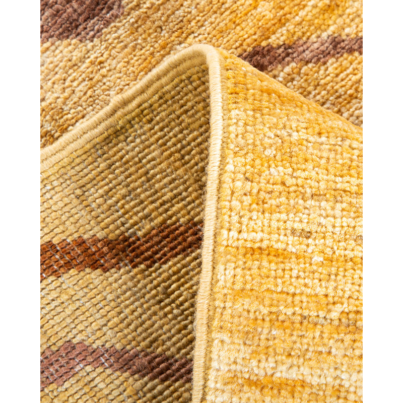 Tapis unique noué à la main Rianny Eclectic - ivoire / mauve, 9 pi 1 po x 11 pi 10 po