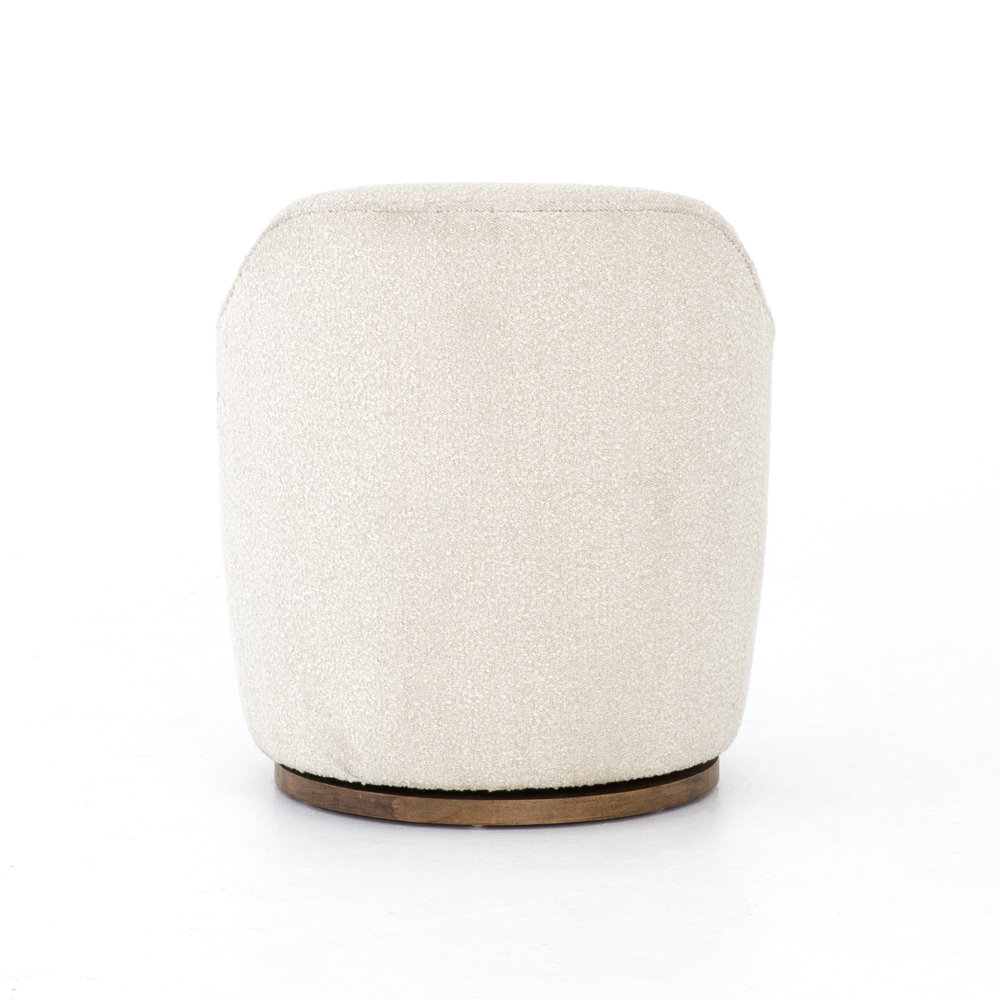 Corson Genuine Leather Swivel Barrel Chair, Knoll Natural Boucle