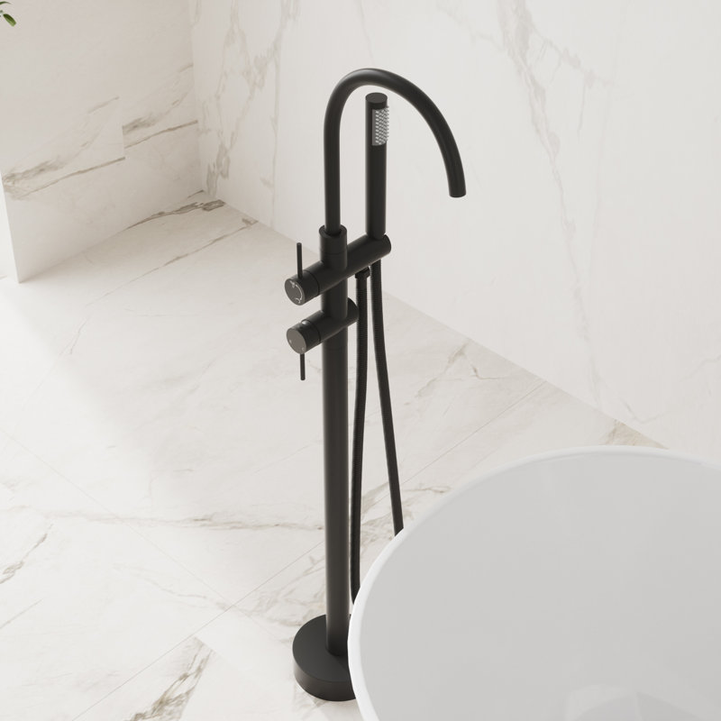 Floor Tub Spout with Diverter, Matte Black