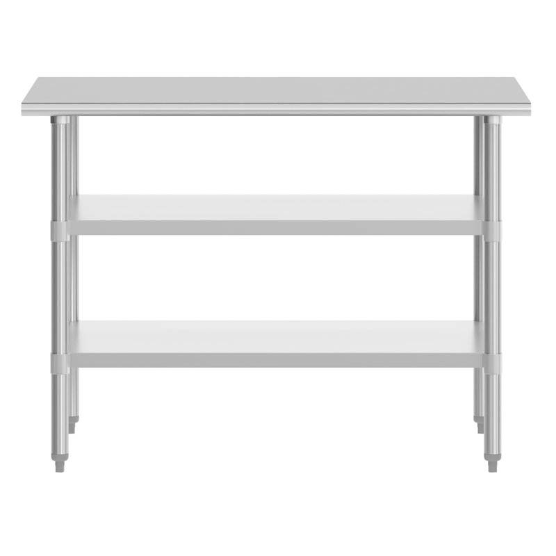 Table de travail Woodford NSF en acier inoxydable de calibre 18 avec 2 tablettes inférieures, H 34,5 po x L 48 po x l 30 po