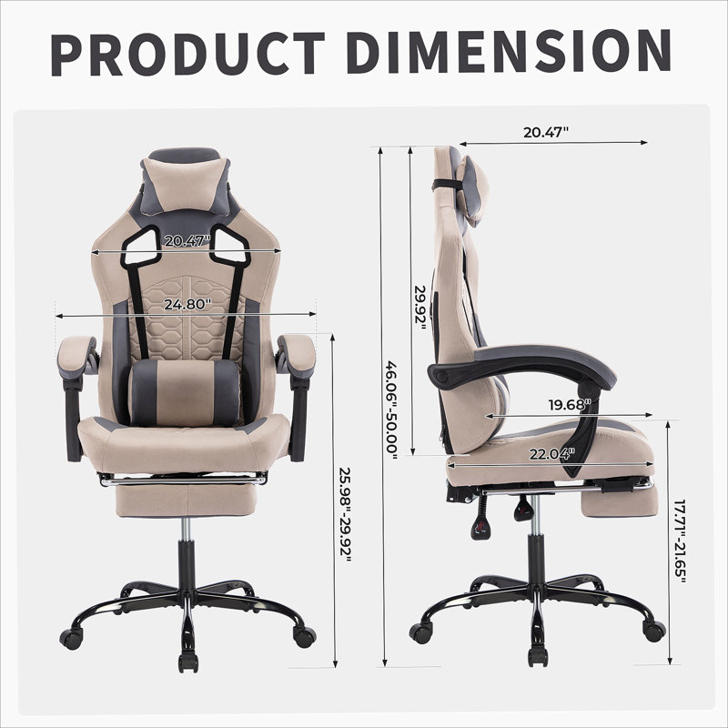 Gaming Chair with Massage,Ergonomic PC Gaming Chair with Footrest Comfortable Headrest and Lumbar Support,High Back PVC Leather,300LBS (Grey)