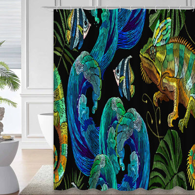 Rideau de douche coloré avec 12 crochets