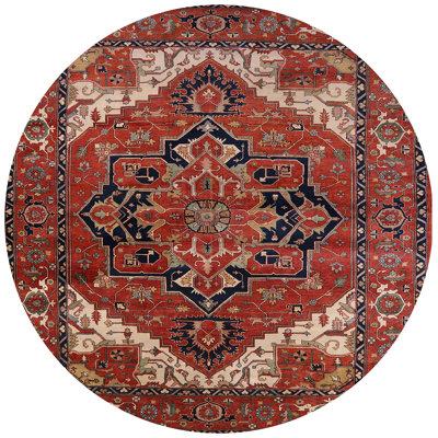 Tapis oriental orange / bleu marine