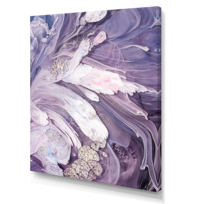 Mauve liquide Art Ripples - art mural moderne sur toile, H 12 po x l 8 po, Toile tendue, Sans cadre