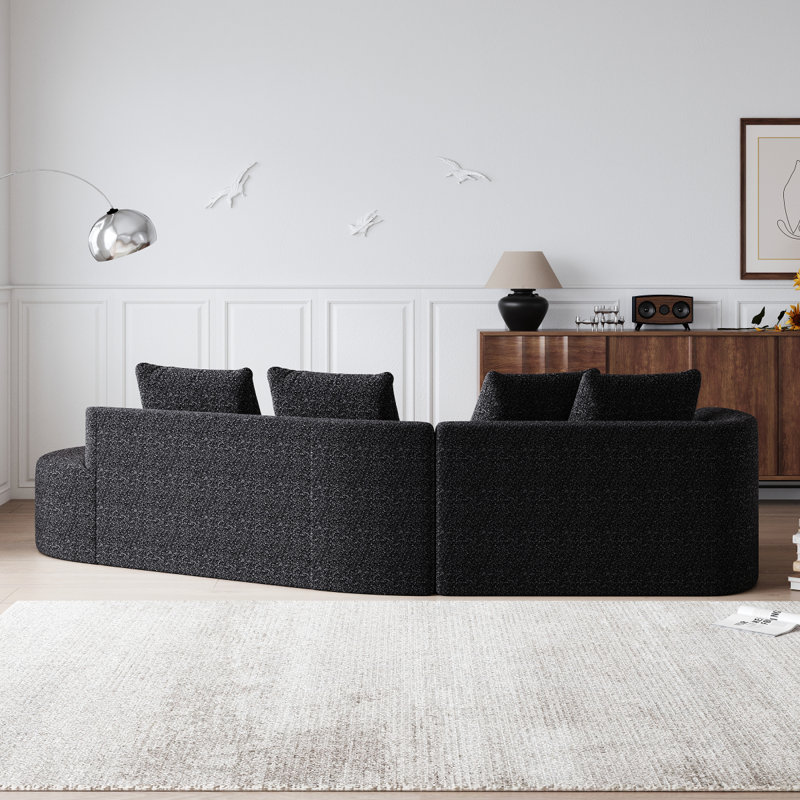 Canapé modulaire surdimensionné et rembourré Modern, Face à la droite, Noir