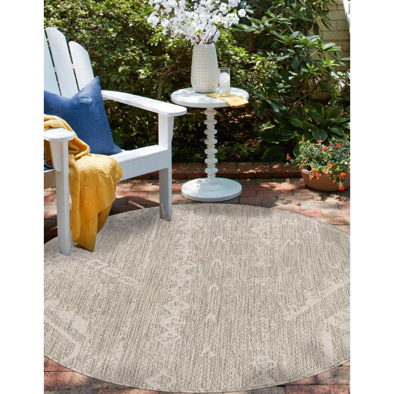 Pittsfield Geometric Indoor / Outdoor Rug, Round 4'1"