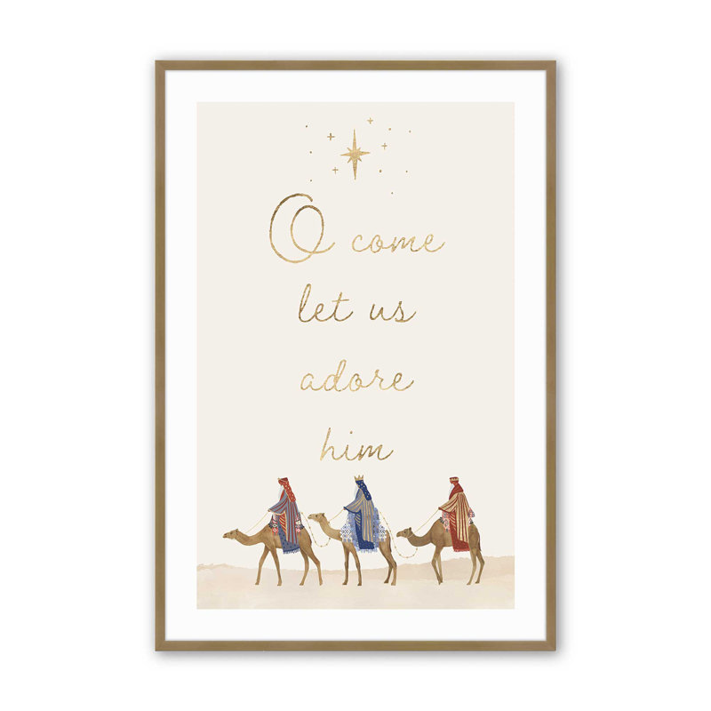Imprimé Wise Men Journey, Cadre simple brossé doré, H 15,25 po x l 12,25 po x P 1,25 po
