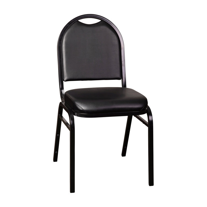 Classic 500 lbs Capacity Dome Back Black Vinyl Metal Banquet Chair