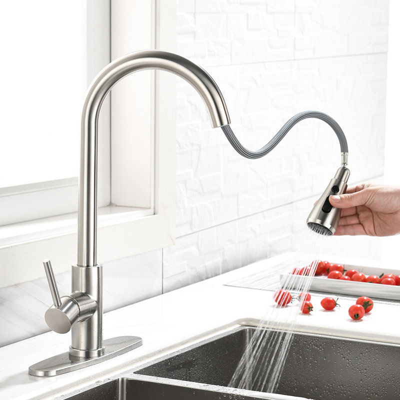 FB WERFY Pull Down Kitchen Faucet, Brushed Nickel