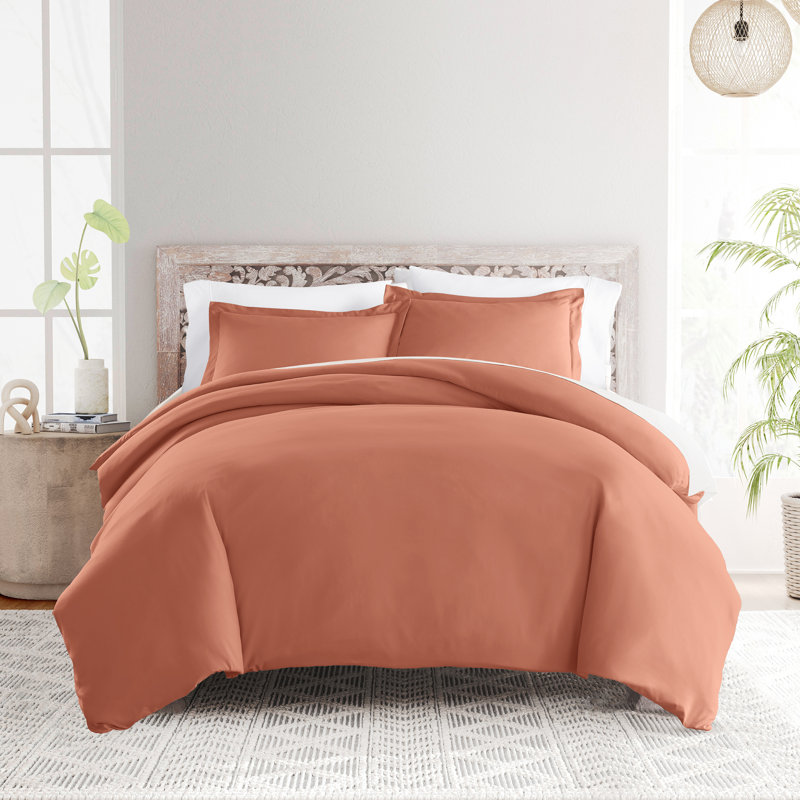 Super Soft Microfiber Duvet Cover Set, King Duvet Cover + 2 Shams, Clay