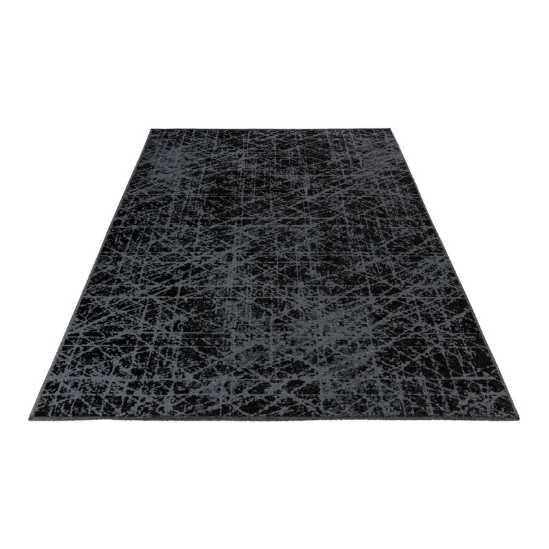 Rectangular Abstract Black Area Rug, Rechteckig 120 x 170 cm