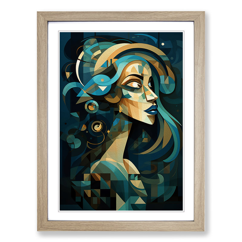 Single Picture Frame Wall Art, 64cm H x 46cm W, Oak Framed