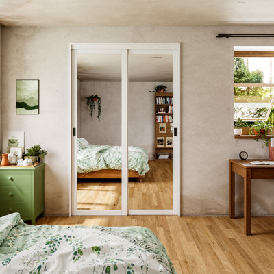 Portes coulissantes en miroir 60 po x 96 po avec quincaillerie et poignées