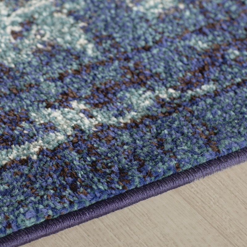 Colfin Washable Floral Indoor Rug, Square 8'