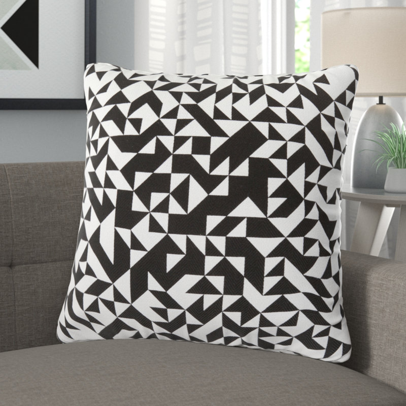 Teori Geometric Cotton Reversible Throw Pillow, Sunflower, Polyester, 18" x 18"