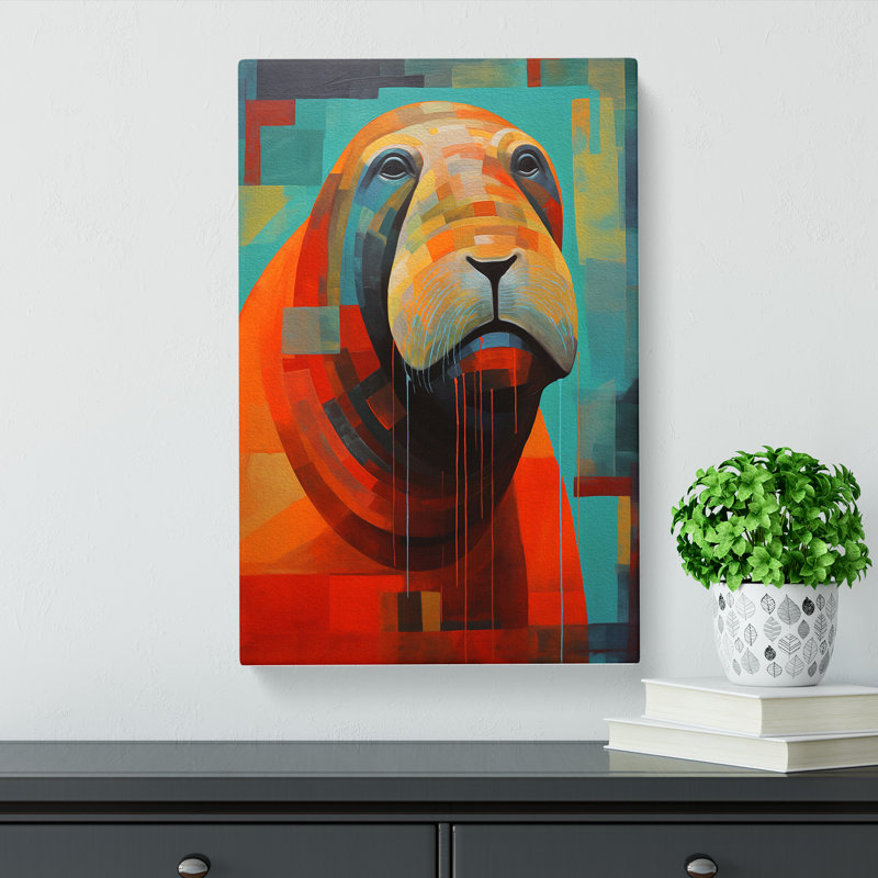 Walrus Constructivism Art - Wrapped Canvas, 50cm H x 35cm W x 3cm D