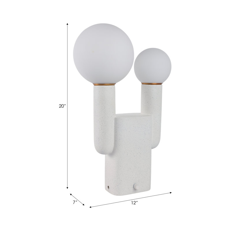 Sagebrook Home 20X12" Double Head Totem Lamp With Base Switch, White, White