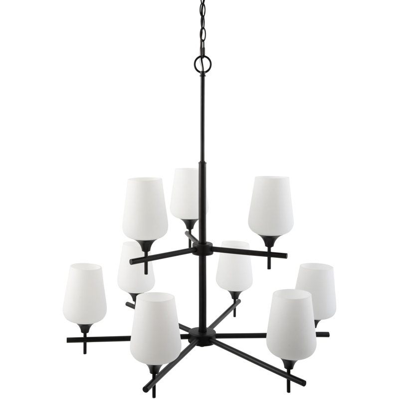 Soileau Chandelier, White, Brass