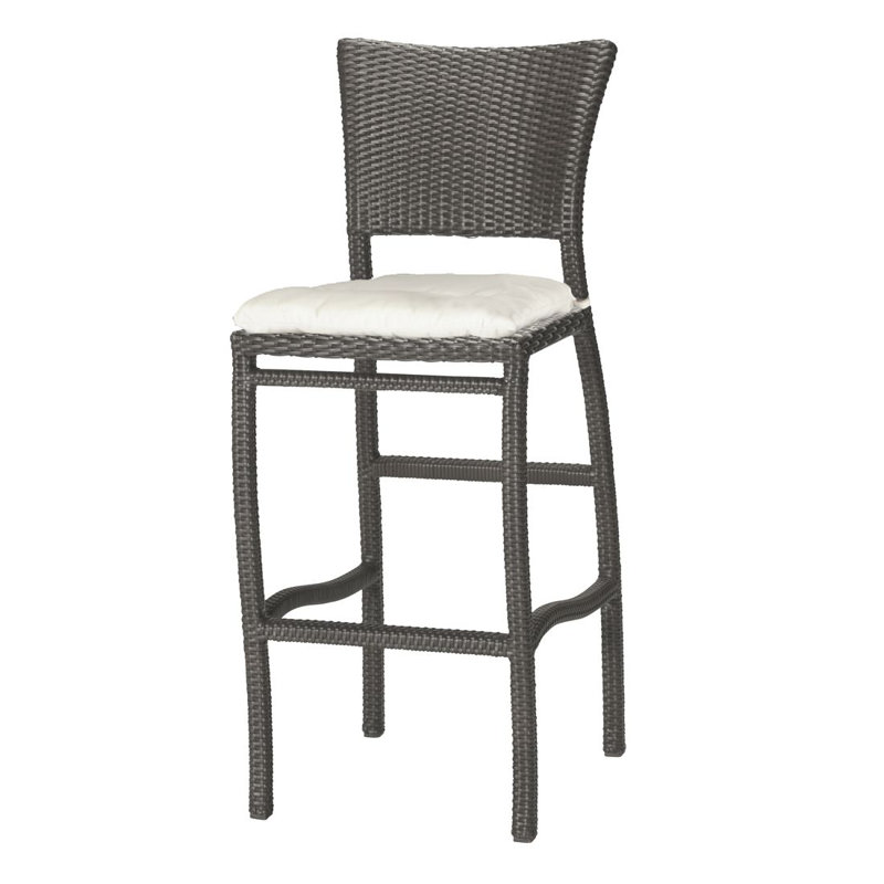 Tabouret de bar extérieur en résine tressée 30 po Skye, Pas de soudure, Blanc naturel, Gris ardoise