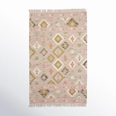 Joni Handmade Pink/Beige/Green/Gray Rug