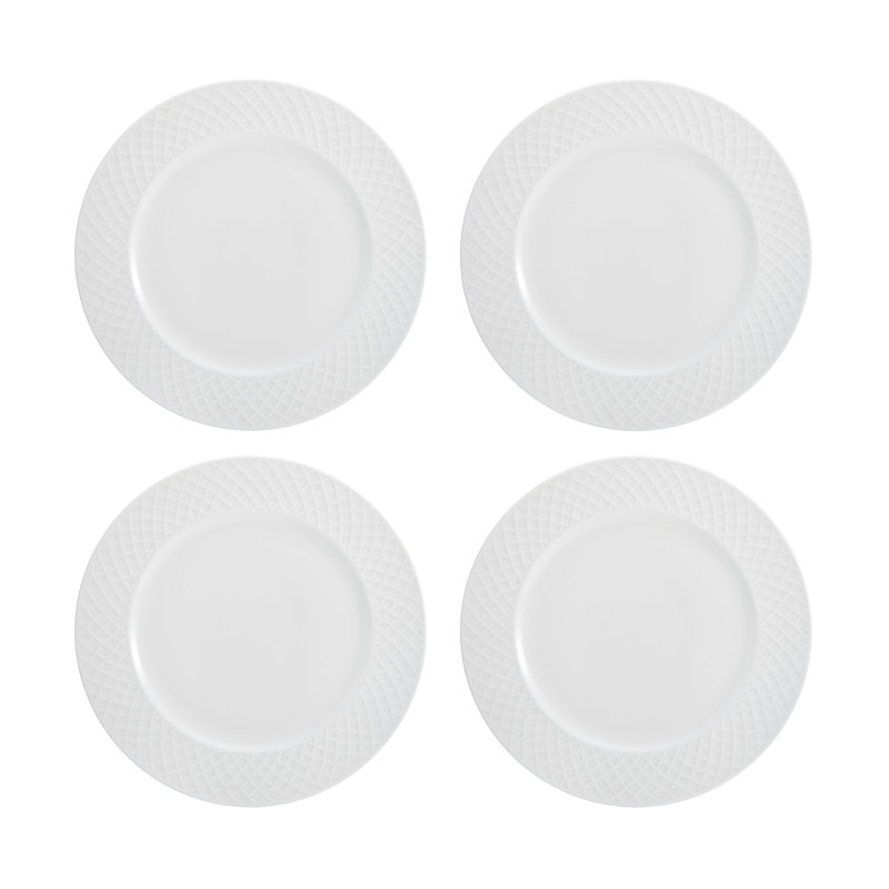 White Porcelain Trellis 16-Piece Dinnerware Set, Service for 4