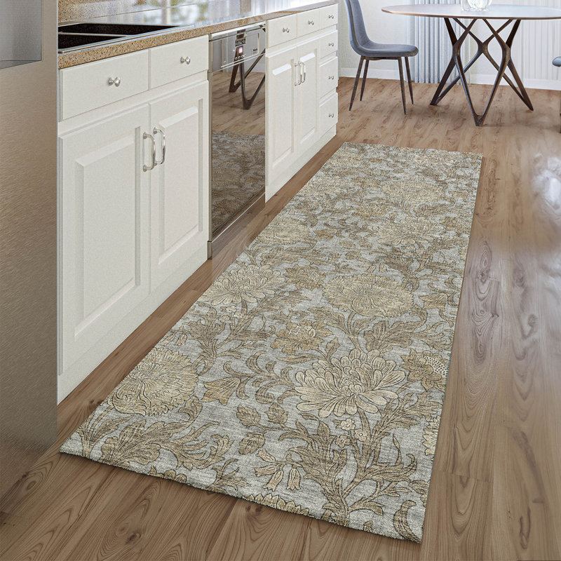 Tapis gris Prisco lavable à la machine de qualité supérieure, Tapis de couloir 2 pi 3 po x 7 pi 6 po