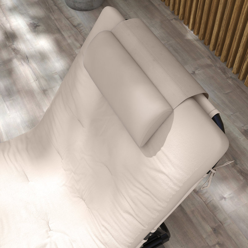 Shumeka Outdoor Metal Chaise Lounge , Cushion Included, Beige