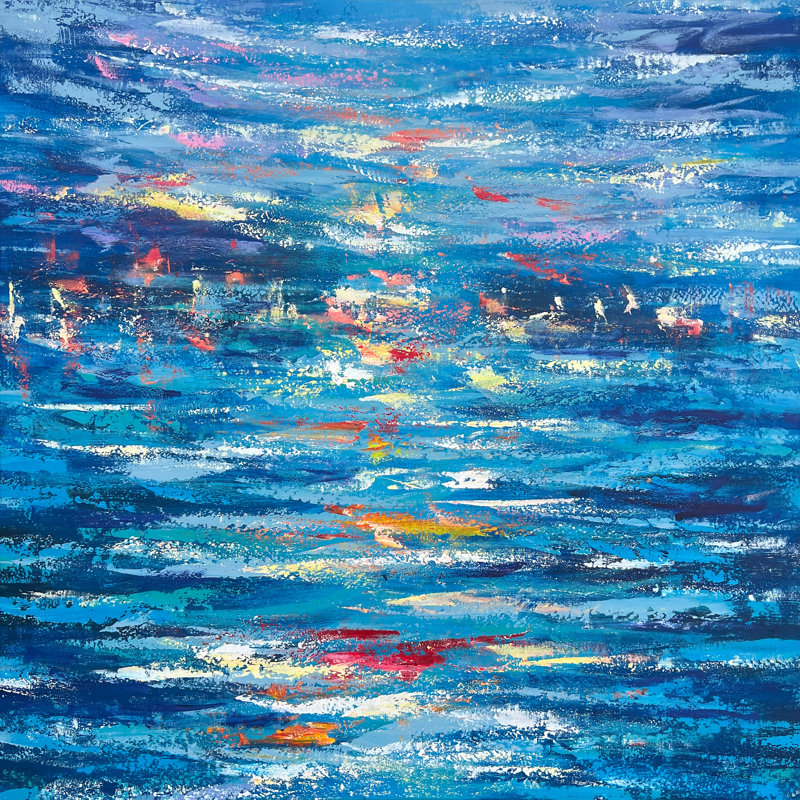 «Vibrant Ocean Waves», reproduction d'art sur toile abstraite, H 30 po x l 30 po