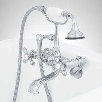 Robinet de baignoire mural de style téléphone avec poignées en croix