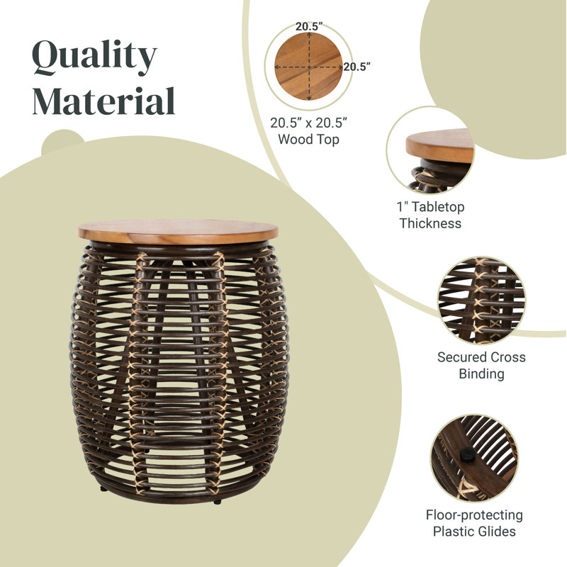 Kiyana Solid Wood Frame End Table, Espresso Brown
