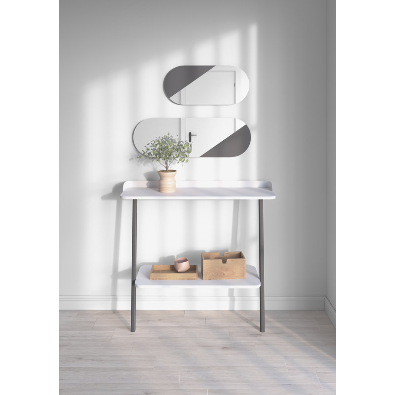 Ahmednur 111cm Console Table, Grey, White