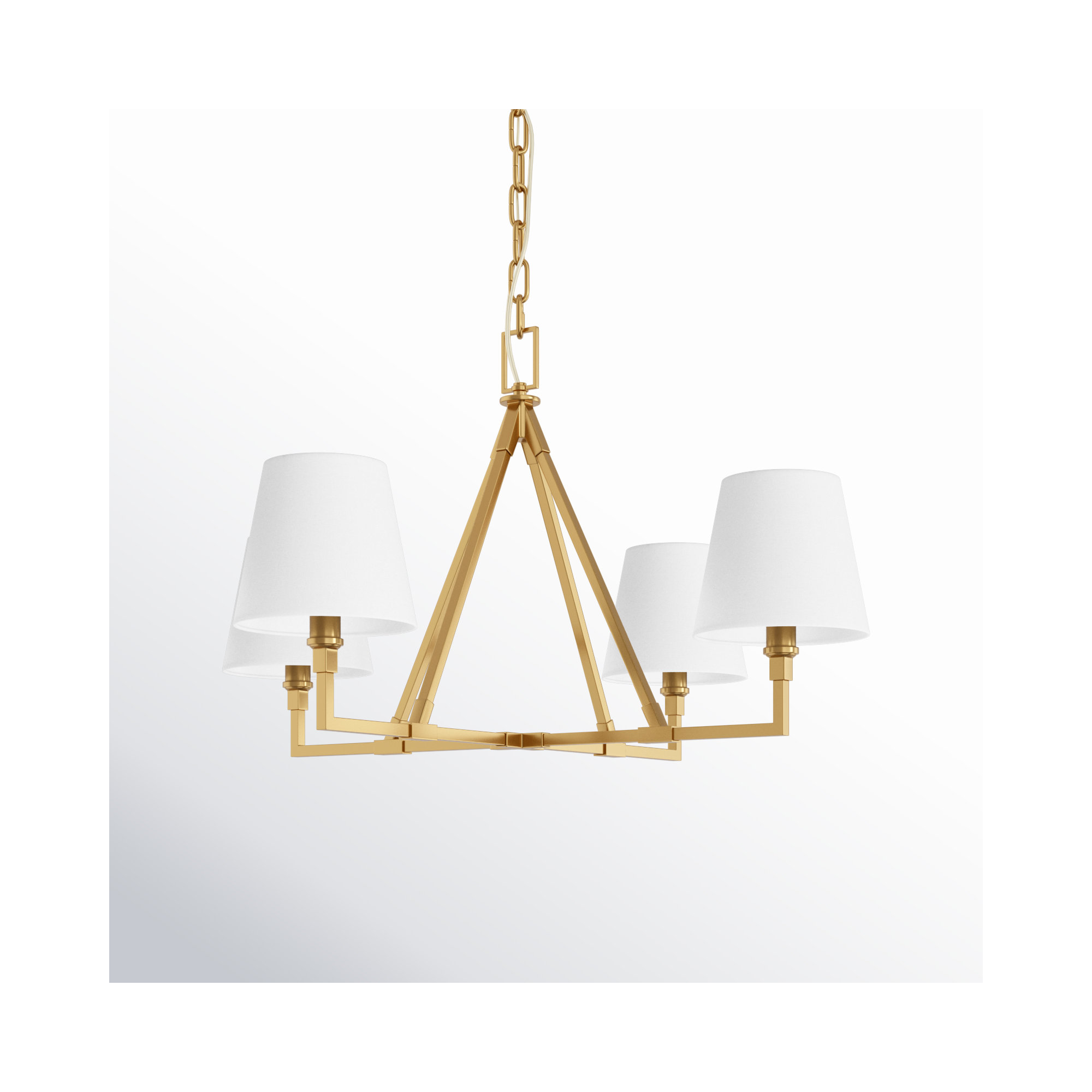 Mattia 4 - Light Metal Dimmable Chandelier, Burnished Brass, 22.12" H x 40" W x 40" D