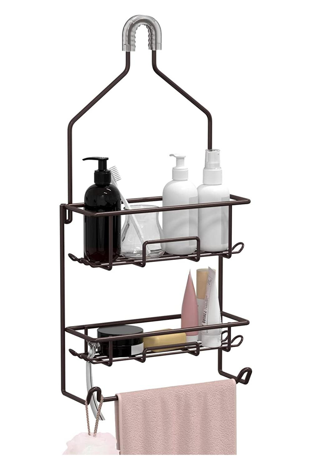 Grey Metal Shower Caddy with Soap Dish, 24.8