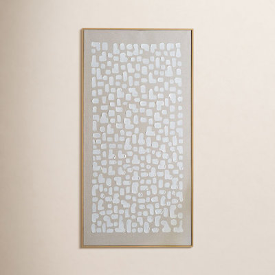Khaki and White Abstract Framed Painting