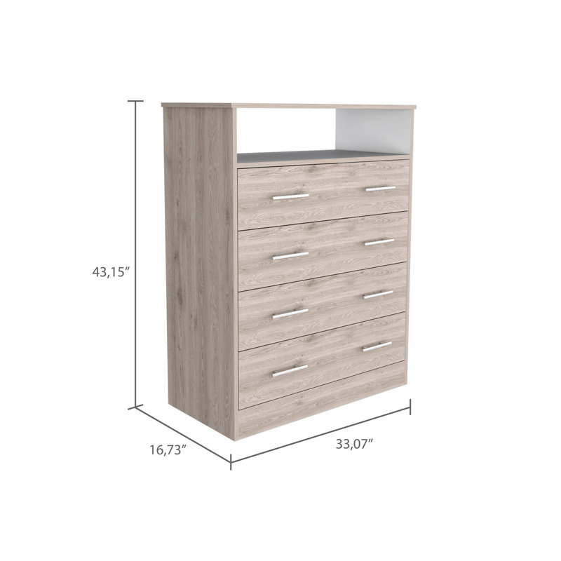 Commode rectangulaire à 4 tiroirs Dover, Gris clair