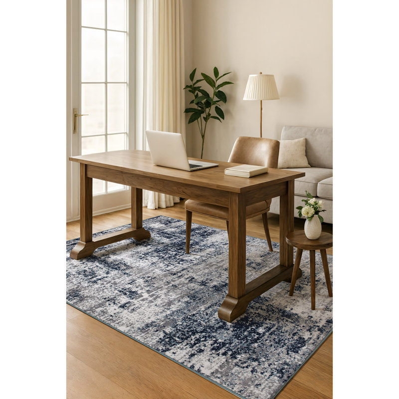 Tapis gris / bleu / ivoire Willington, Rectangle 4 pi x 6 pi