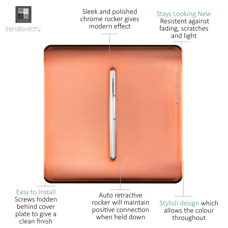 Trendi Switch 1 Gang Retractive Home Automation Switch, Copper