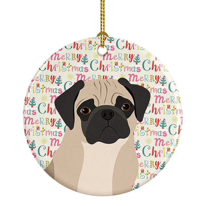 Ornement suspendu en céramique Pug 3