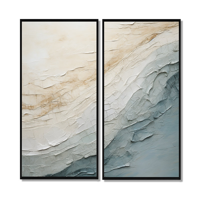 Décoration murale minimaliste beige et gris Horizon I - Bord de mer, H 32 po x l 32 po, Framed Print without Mat, Noir
