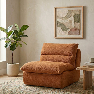 Chenille Frameless Bean Bag Chair With Removable Cushion, Compression Foam Lounge Chair