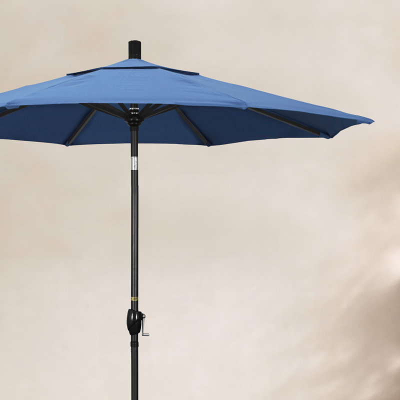 Parasol de marché 7,5', Performance bleu givré, Oléfine, Noir