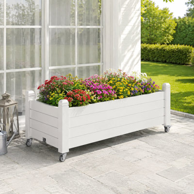Boîte à fleurs surélevée en résine pour jardin de 21 gallons avec réservoir d'eau intégré, boîte à fleurs extérieure résistante aux intempéries