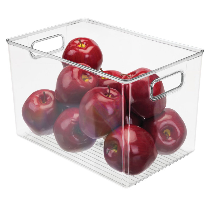 iDesign Linus BPA-Free Plastic Deep Kitchen Storage Bin with Handles - 12" x 8" x 7.75", Clear