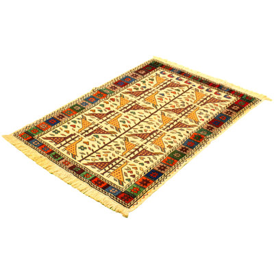 Tapis ivoire en laine noué à la main