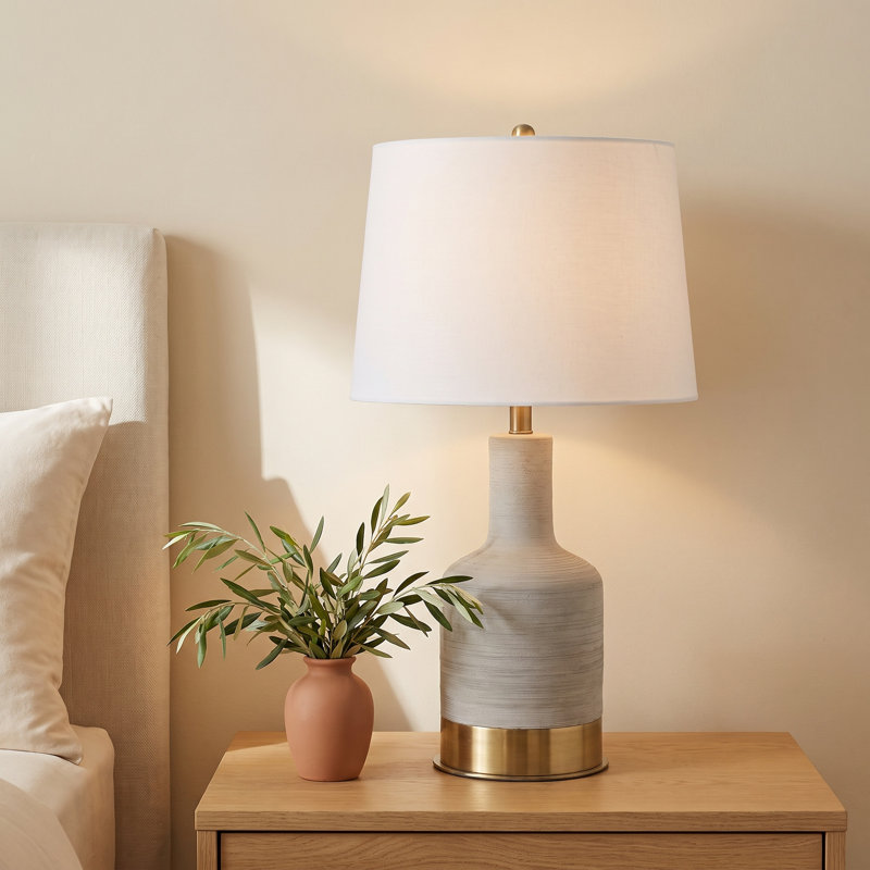 Lilou Table Lamp, Light Gray/Gold